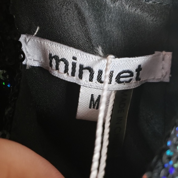 Minuet NWT Black Sequin Cage Tulle Dress Size M - Picture 7 of 8